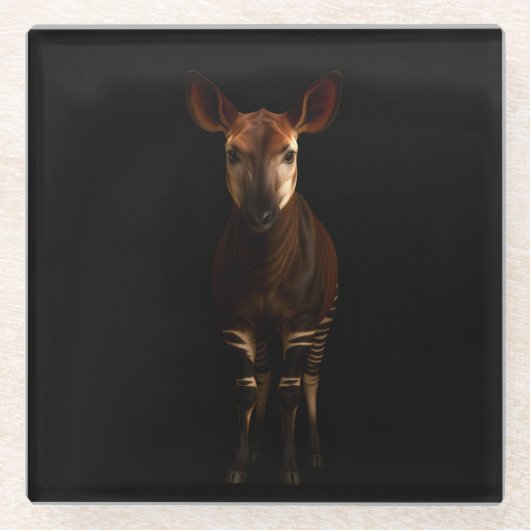 Black 4 Luxe Glass coaster, Forest Okapi ガラスコースター (正面)