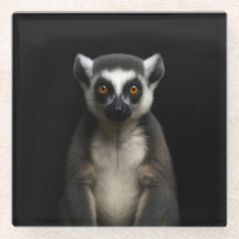 Black 4 Luxe Glass coaster, Gentle Lemur