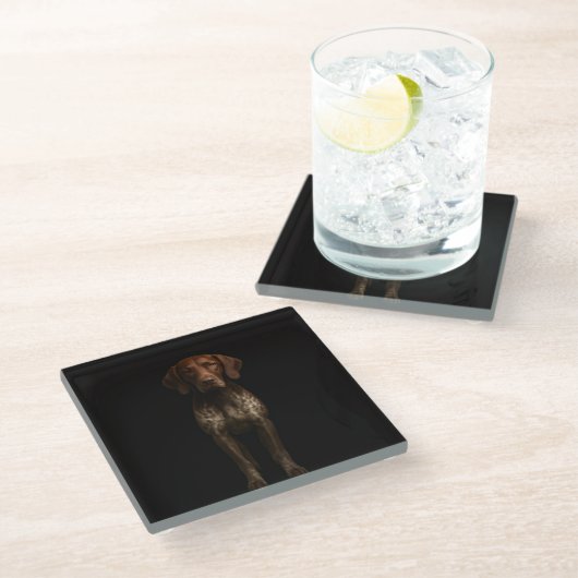 Black 4 Luxe Glass coaster, German Pointer ガラスコースター (アングル)