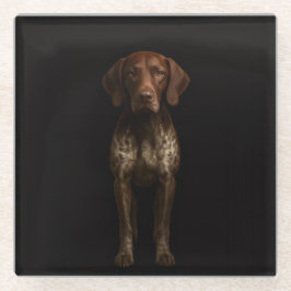 Black 4 Luxe Glass coaster, German Pointer ガラスコースター