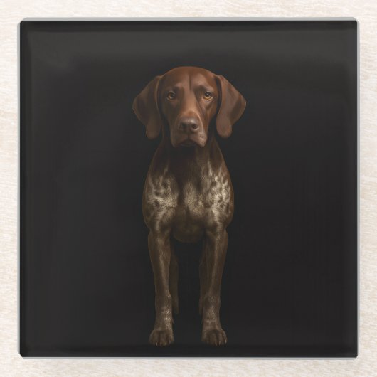 Black 4 Luxe Glass coaster, German Pointer ガラスコースター (正面)