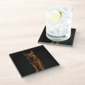 Black 4 Luxe Glass coaster, German Shepherd Dog ガラスコースター (アングル)