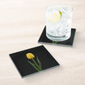 Black 4 Luxe Glass coaster, Golden Yellow Tulip ガラスコースター (アングル)
