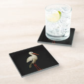 Black 4 Luxe Glass coaster, Graceful Stork ガラスコースター (アングル)
