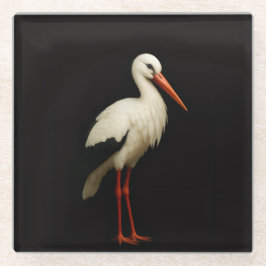 Black 4 Luxe Glass coaster, Graceful Stork ガラスコースター
