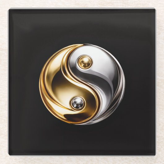 Black 4 Luxe Glass coaster, Harmony Yin Yang ガラスコースター (正面)