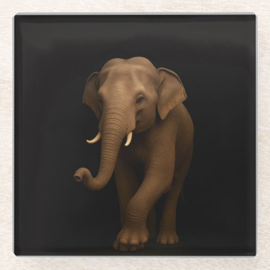 Black 4 Luxe Glass coaster, Indian Elephant ガラスコースター (正面)