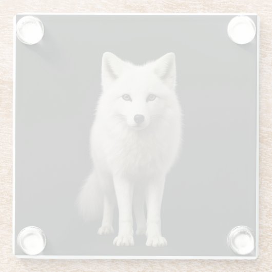Black 4 Luxe Glass coaster, Ivory Arctic Fox ガラスコースター (裏面)