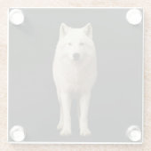 Black 4 Luxe Glass coaster, Ivory Arctic Wolf ガラスコースター (裏面)