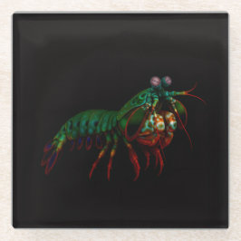 Black 4 Luxe Glass coaster, Mantis Shrimp ガラスコースター