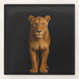 Black 4 Luxe Glass coaster, Noble Lioness ガラスコースター