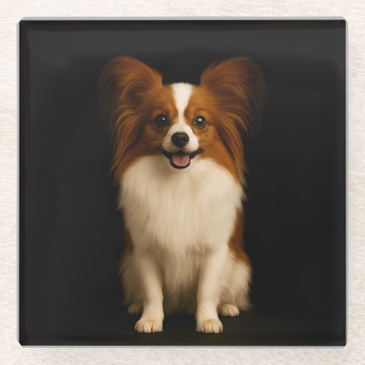 Black 4 Luxe Glass coaster, Refined Papillon ガラスコースター (正面)