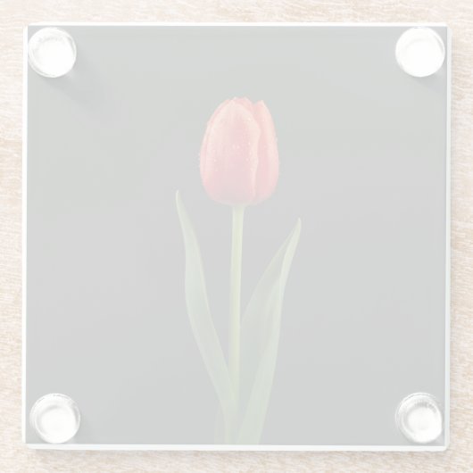 Black 4 Luxe Glass coaster, Ruby Red Tulip ガラスコースター (裏面)