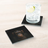 Black 4 Luxe Glass coaster, Serene Chimpanzee ガラスコースター (アングル)