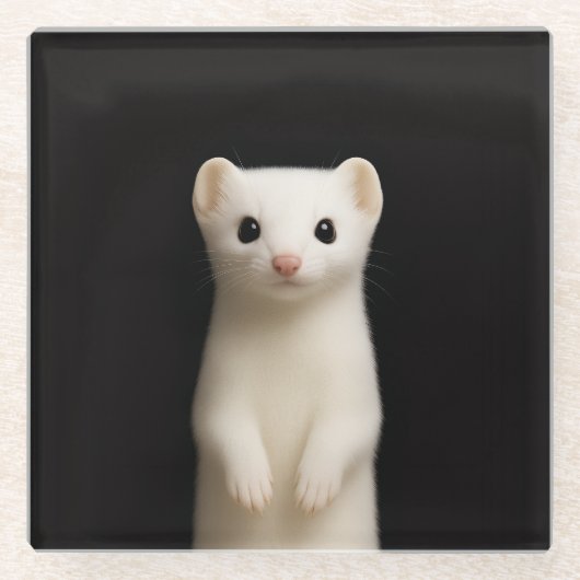 Black 4 Luxe Glass coaster, Stylish Ermine ガラスコースター (正面)