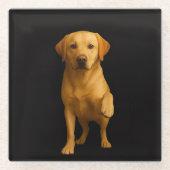 Black 4 Luxe Glass coaster, Tender Labrador ガラスコースター (正面)
