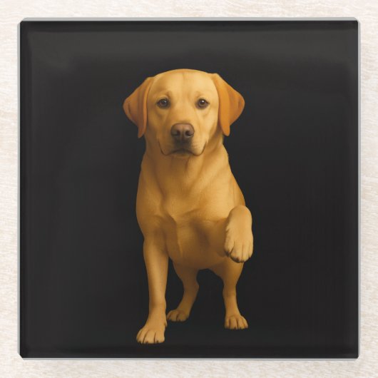 Black 4 Luxe Glass coaster, Tender Labrador ガラスコースター (正面)