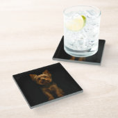 Black 4 Luxe Glass coaster, Yorkshire Terrier ガラスコースター (アングル)
