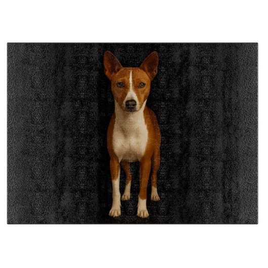 Black 4 Luxe Glass cutting board Classy Basenji カッティングボード (正面)