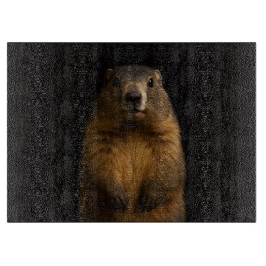 Black 4 Luxe Glass cutting board Fluffy Marmot カッティングボード (正面)