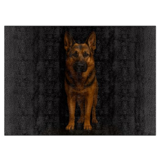 Black 4 Luxe Glass cutting board German Shepherd カッティングボード (正面)