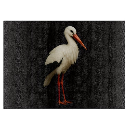 Black 4 Luxe Glass cutting board Graceful Stork カッティングボード (正面)