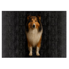 Black 4 Luxe Glass cutting board Loyal Collie Dog カッティングボード