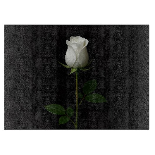 Black 4 Luxe Glass cutting board Pure White Rose カッティングボード (正面)