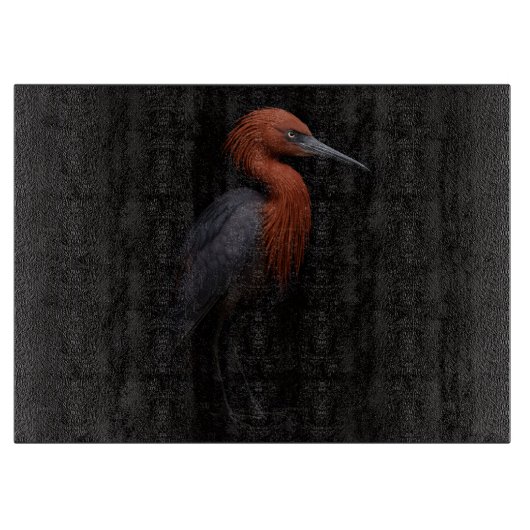 Black 4 Luxe Glass cutting board Reddish Egret カッティングボード (正面)