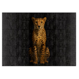Black 4 Luxe Glass cutting board Sleek Cheetah カッティングボード
