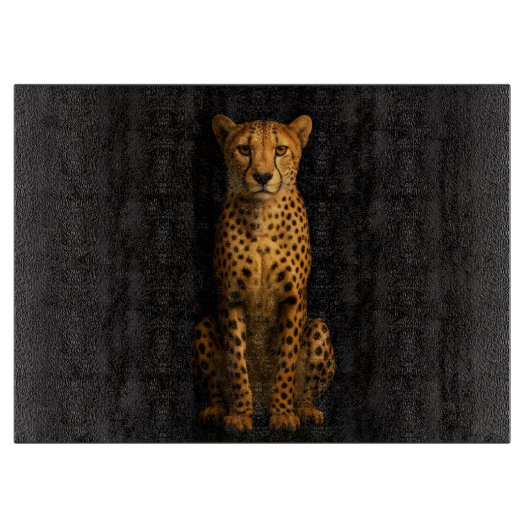 Black 4 Luxe Glass cutting board Sleek Cheetah カッティングボード (正面)