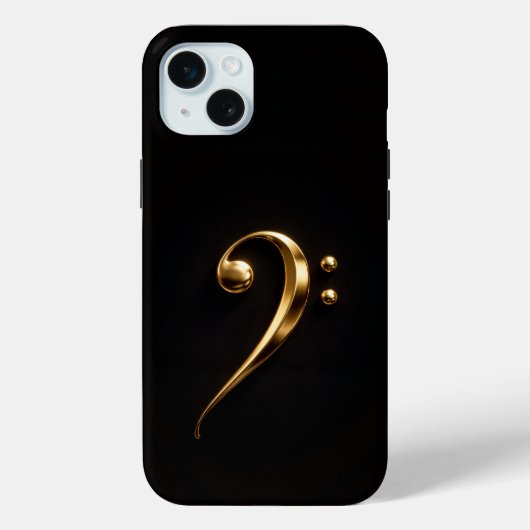 Black 4 Luxe, Golden Bass Clef iPhone 15 Plus Case-Mate iPhoneケース (裏面)