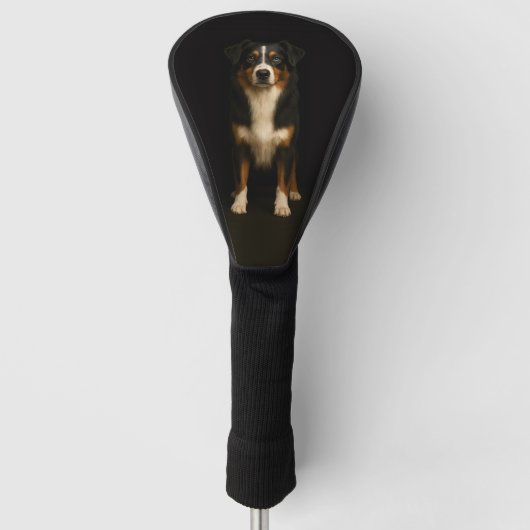 Black 4 Luxe Golf Driver Cover, Aussie Shepherd ゴルフヘッドカバー (正面)