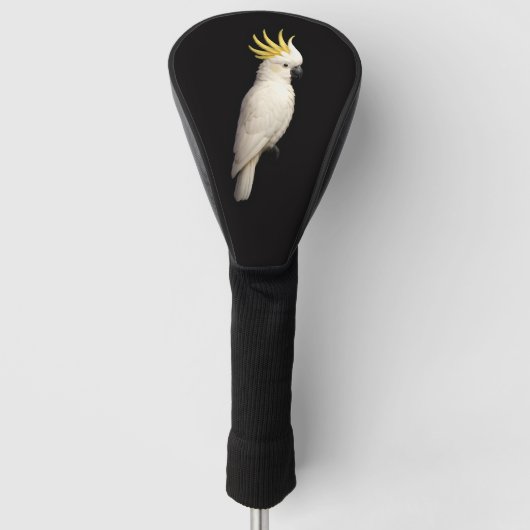 Black 4 Luxe Golf Driver Cover, Crested Cockatoo ゴルフヘッドカバー (正面)