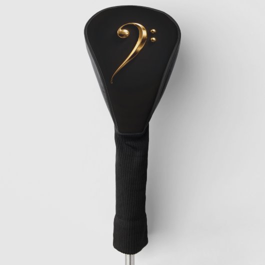 Black 4 Luxe Golf Driver Cover, Golden Bass Clef ゴルフヘッドカバー (正面)