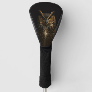 Black 4 Luxe Golf Driver Cover, Golden Eye Owl ゴルフヘッドカバー