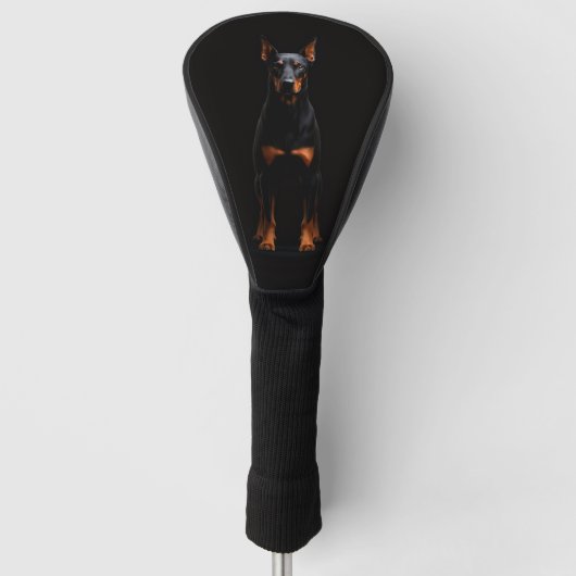 Black 4 Luxe Golf Driver Cover, Guardian Doberman ゴルフヘッドカバー (正面)