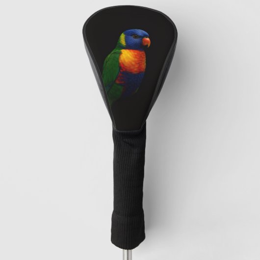Black 4 Luxe Golf Driver Cover, Lorikeet Parrot ゴルフヘッドカバー (正面)