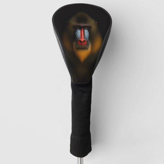 Black 4 Luxe Golf Driver Cover, Mandrill Monkey ゴルフヘッドカバー (正面)