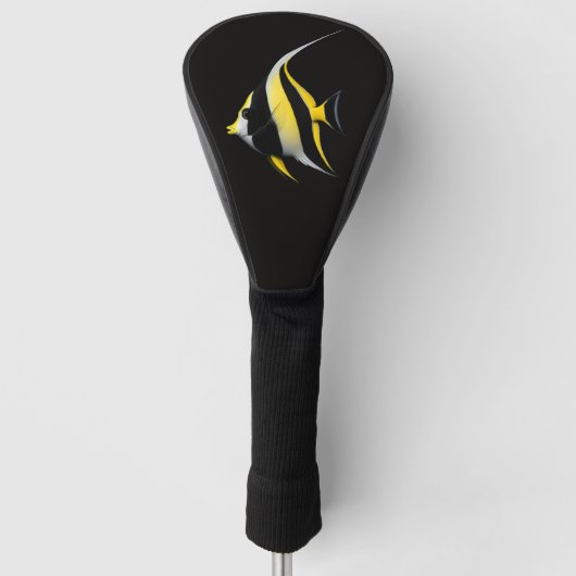 Black 4 Luxe Golf Driver Cover, Moorish Idol Fish ゴルフヘッドカバー (正面)