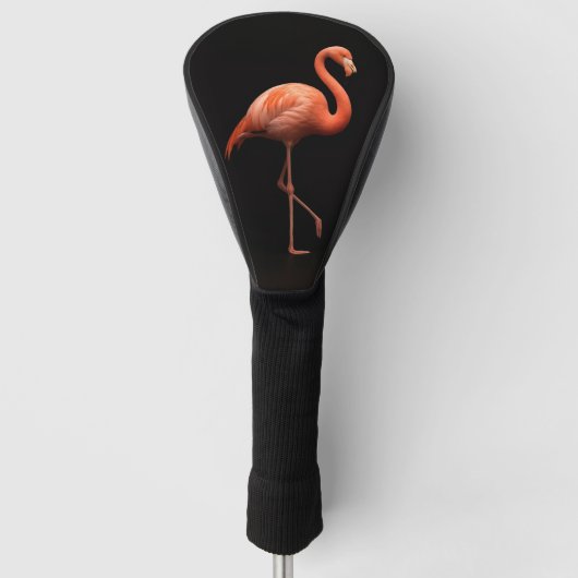 Black 4 Luxe Golf Driver Cover, Pink Flamingo Bird ゴルフヘッドカバー (正面)