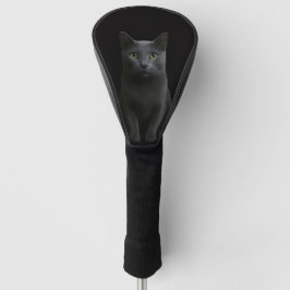 Black 4 Luxe Golf Driver Cover, Russian Blue Cat ゴルフヘッドカバー