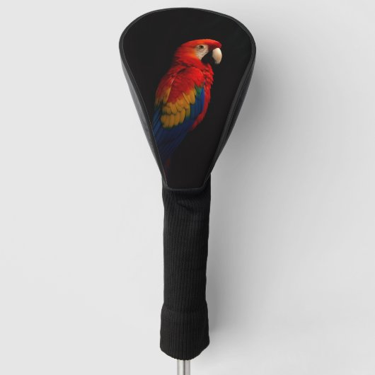 Black 4 Luxe Golf Driver Cover, Scarlet Parrot ゴルフヘッドカバー (正面)