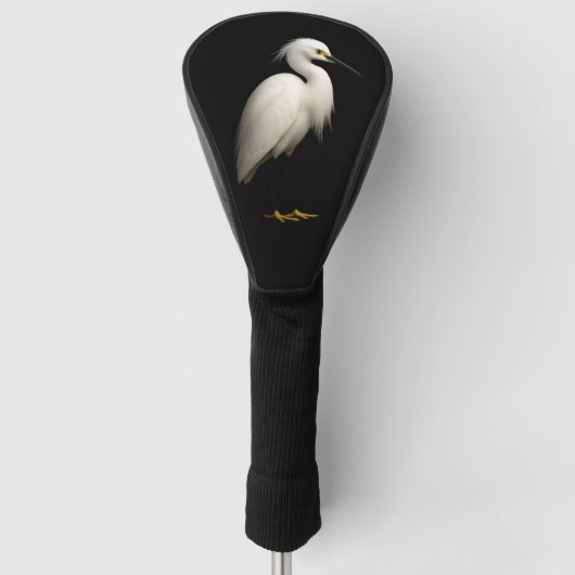 Black 4 Luxe Golf Driver Cover, Snowy Egret ゴルフヘッドカバー (正面)