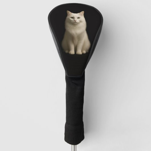 Black 4 Luxe Golf Driver Cover, Turkish Angora Cat ゴルフヘッドカバー (正面)