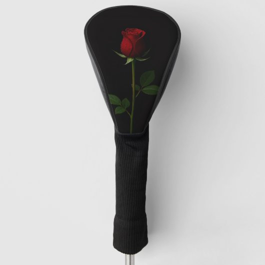 Black 4 Luxe Golf Driver Cover, Velvet Red Rose ゴルフヘッドカバー (正面)