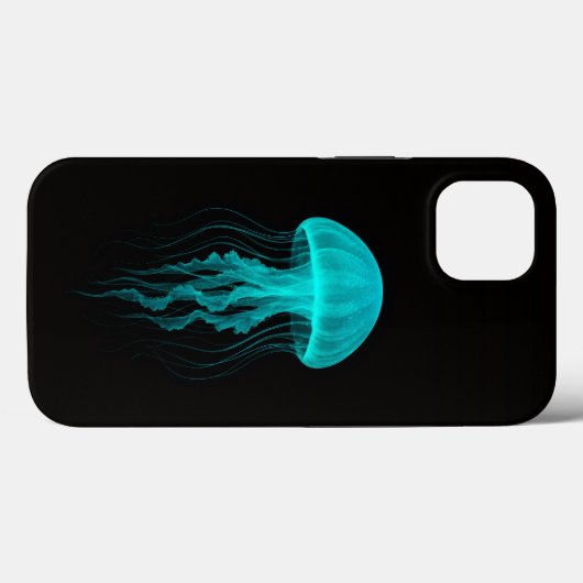 Black 4 Luxe iPhone 13 Case, Aqua Glow Jellyfish Case-Mate iPhoneケース (裏面 (横))