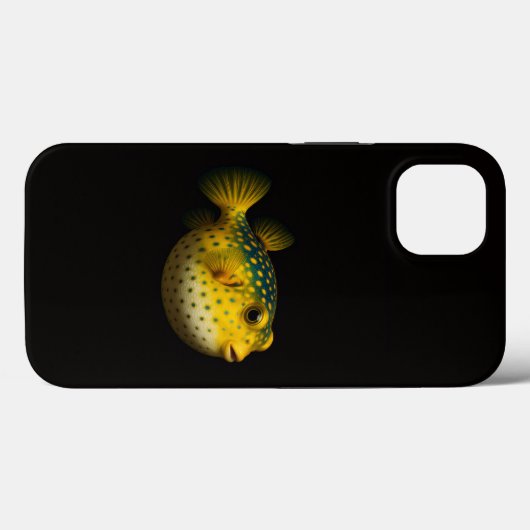 Black 4 Luxe iPhone 13 case, Yellow Putterfish Case-Mate iPhoneケース (裏面 (横))