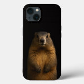 Black 4 Luxe iPhone 13, Fluffy Marmot Case-Mate iPhoneケース (裏面)