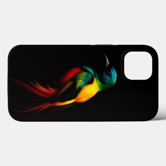 Black 4 Luxe iPhone 13, Rainbow-Tail Tropical Bird Case-Mate iPhoneケース (裏面 (横))